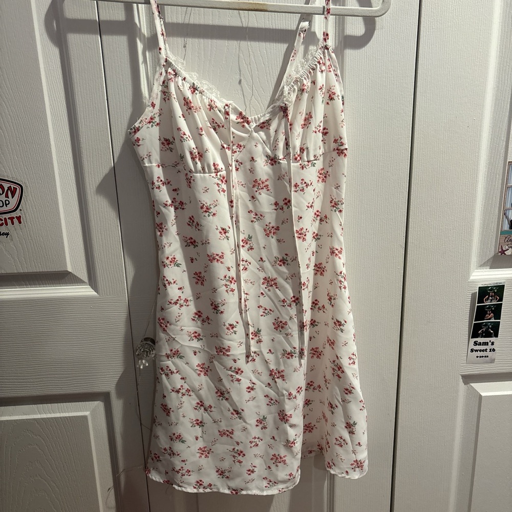 Floral White and Pink Dress